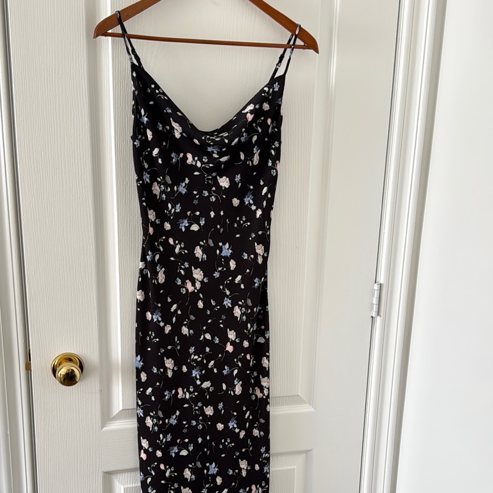 Wilfred black floral midi dress